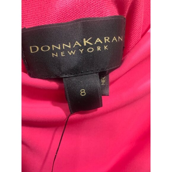 Donna Karan New York Womens Hot Pink Sleeveless Ruched Sheath Dress Size 8 MSRP - Picture 2 of 6